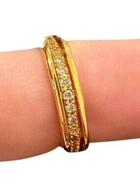 Vintage Ring Square Shaped Cubic Zirconia Inlay Gold Tone Size 7 Womens Jewelry